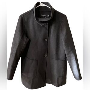 NEW Lauren Ralph Lauren Black Wool Blend 3 Button Up Stand Up Collar Coat SZ XS
